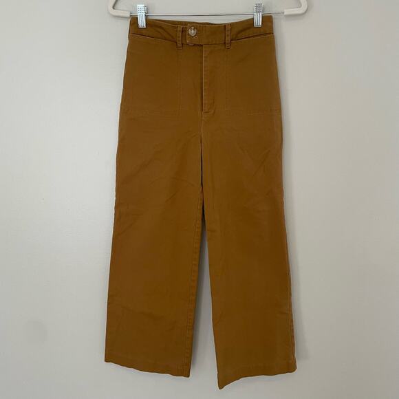 Anthropologie Greylin Size S Mustard Brown Wide Leg Pants Cropped - Picture 1 of 7